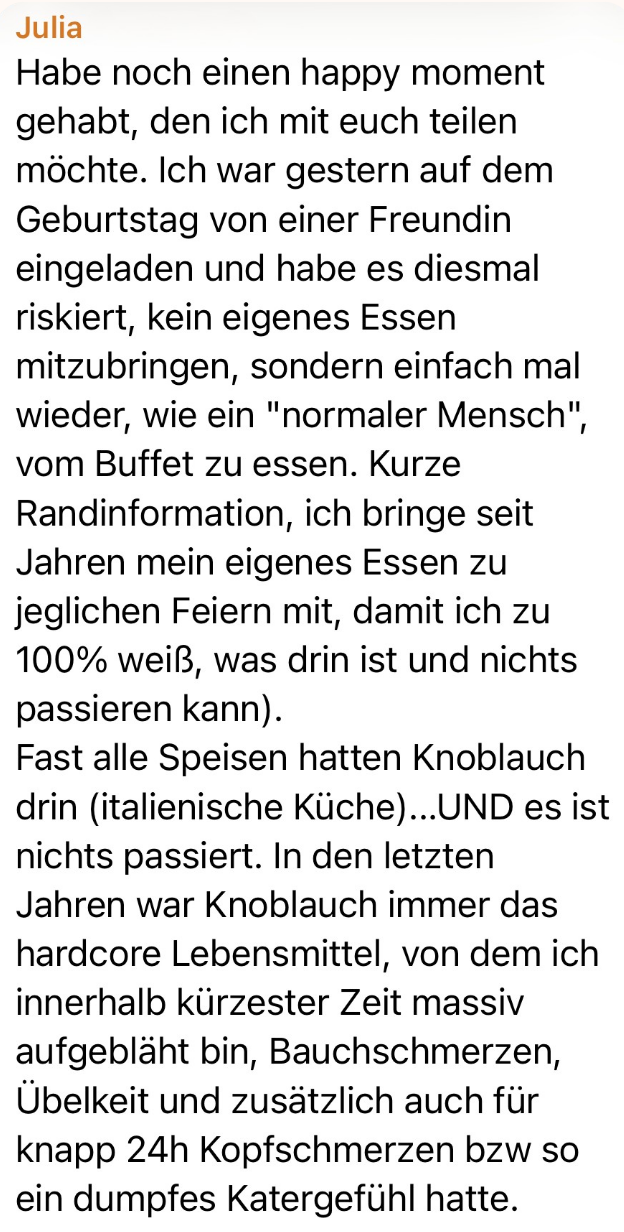 Nachricht einer Klientin