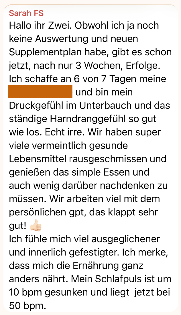 Nachricht einer Klientin