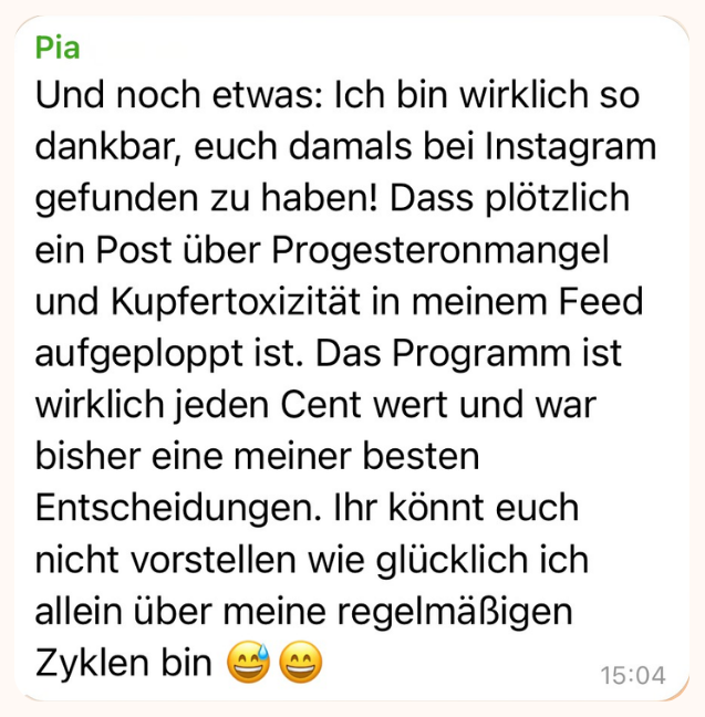 Nachricht einer Klientin