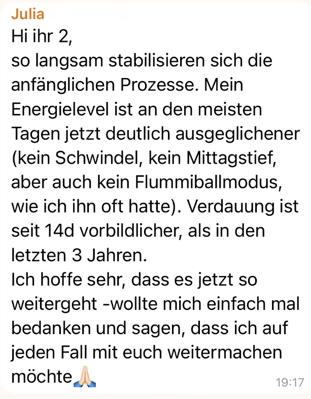 Nachricht einer Klientin