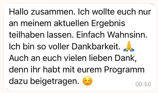 Nachricht einer Klientin