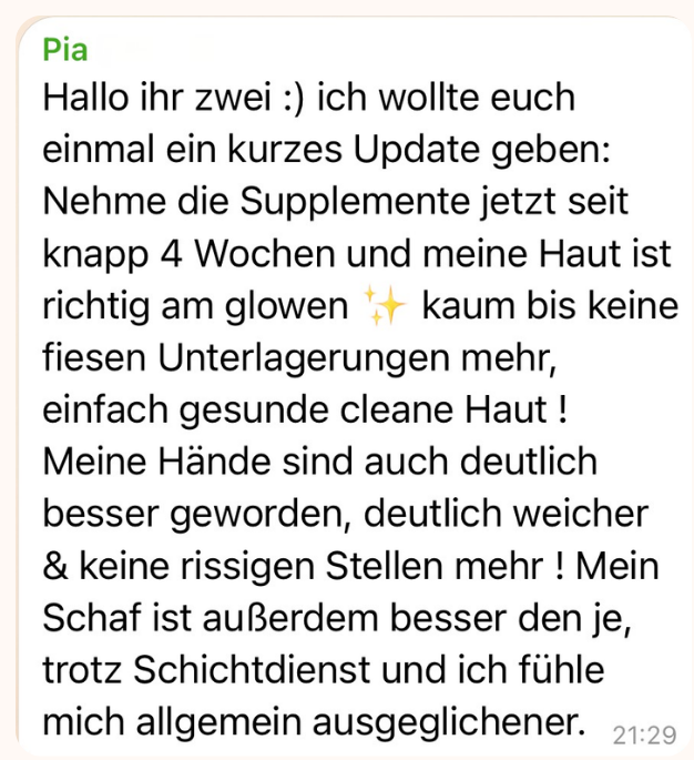 Nachricht einer Klientin