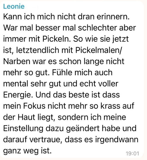 Nachricht einer Klientin